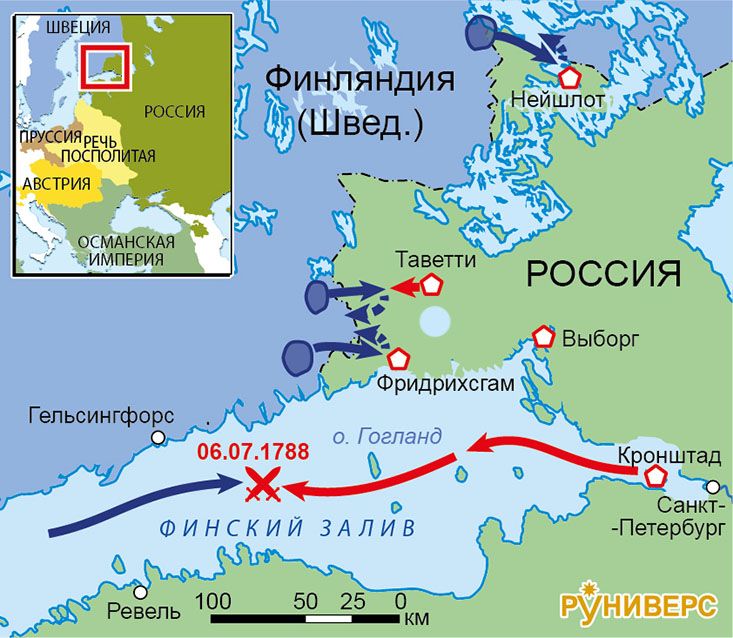 Война России и Австрии против Турции 1787–1791 гг. Карта кампании 1788 г. на Балтике