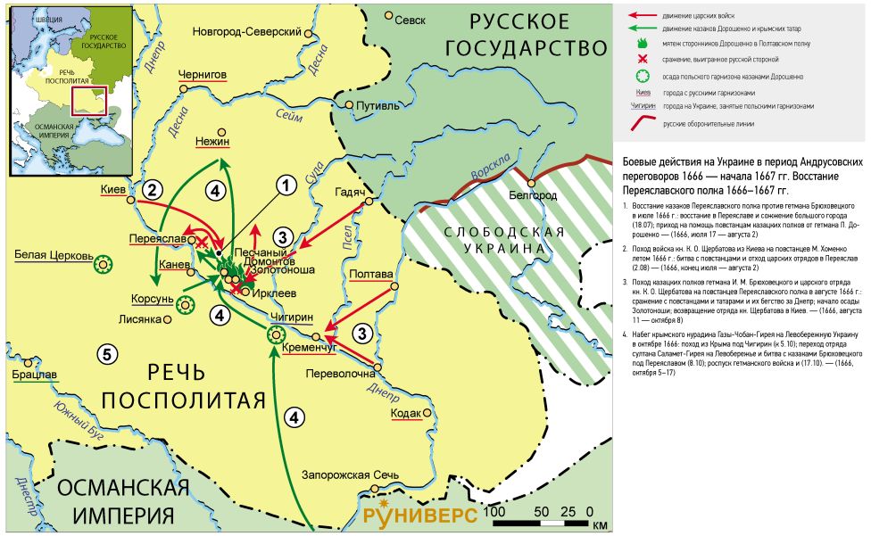 Русско-польская война 1654–1667 гг. Боевые действия на Украине в период Андрусовских переговоров 1666 — начала 1667 гг. Восстание Переяславского полка 1666–1667 гг.