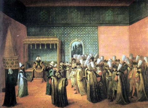 Жан-Баптист ван Мур. Султан Ахмед III принимает послов. 1724 год.
