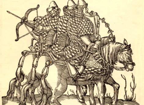 Вооружение русской дворянской конницы. Гравюра из книги С. Герберштейна «Записки о Московитских делах…». 1556 год