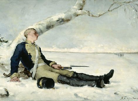 Х.Шерфбек. Раненый солдат на снегу. 1880 год