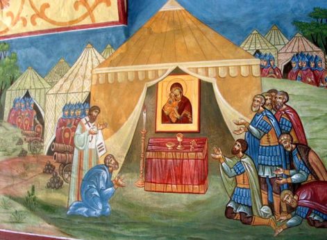 Основание Донского монастыря. Фрагмент росписи собора монастыря