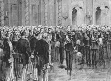 Александр II призывает московских дворян приступить к освобождению крестьянства. 1857. Гравюра начала 1880-х гг.