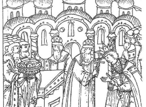 Венчание на царство Ивана IV. Миниатюра из Лицевого свода XVI века.