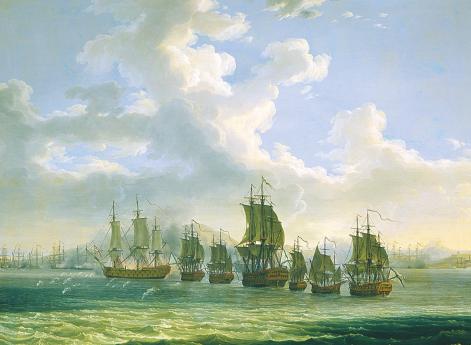 Отряд русских кораблей у берегов Египта в поисках турецкого флота