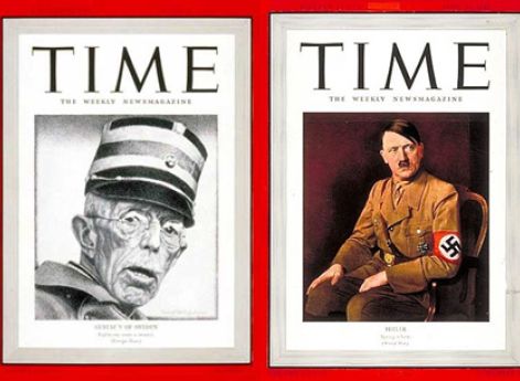 Король Швеции Густав V и Адольф Гитлер на обложках журнала Time