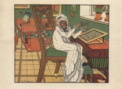 Иллюстрация к басне «Мартышка и очки» в книге