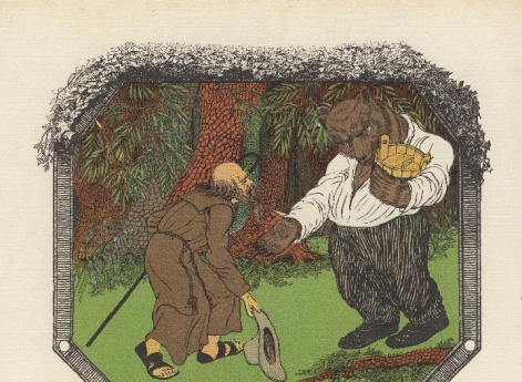 Иллюстрация к басне «Пустынник и медведь» в книге