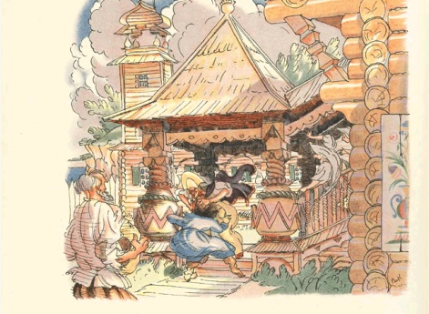 На него прикрикнула старуха, На конюшне служить послала… Иллюстрация к книге