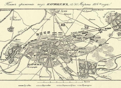 План сражения под Парижем 30 марта 1814 года
