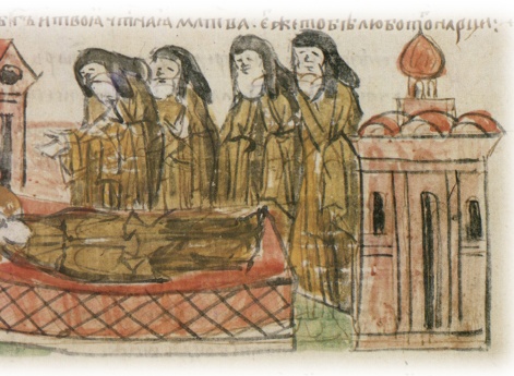 Прощание умирающего Феодосия с братьей Киево-Печерского монастыря