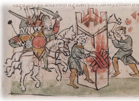 Подступ Изяслава Ярославича Киевского, Ярополка Изяславича Вышгородского, Всеволода Ярославича Черниговского и Владимира Всеволодовича Мономаха (Смоленского) к Чернигову; захват и поджог восточных ворот и внешнего города; укрытие осажденных во внутреннем