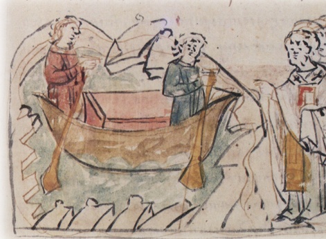 Привоз тела Изяслава Ярославича Киевского в ладье к Городцу; ветреча его киевлянами.