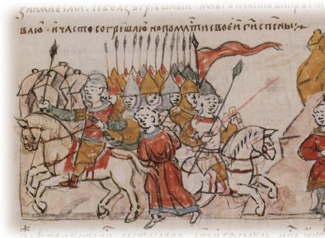 Увод половцами части русского населения в плен.