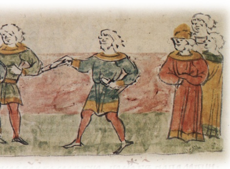 Приход гонца от Изяслава Мстиславича Киевского к Васильку Юрьевичу с предложением мира после неудачной осады Новгорода-Северского.