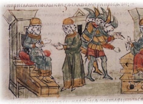 Ссылка Изяславом Мстиславичем Киевским низложенного Игоря Ольговича в Выдубицкий монастырь; посольство половецких князей к Изяславу Мстиславичу с просьбой о мире.