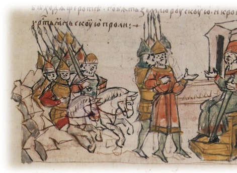 Приход боярина Славяты из Киева в Переяславль; совет Владимира Всеволодовича Мономаха (Переяславского) с дружиной Ратибора об истреблении Итларевой дружины