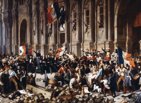 Ламартин отвергает красный флаг перед Ратушей в Париже 25 февраля 1848 года