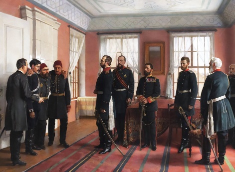 Представление пленного Османа-Паши Александру II в Плевне