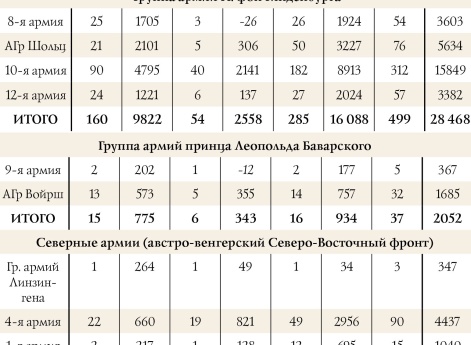 Потери армий Центральных держав на Русском ТВД в феврале-мае 1916 г. по отчетам и именным спискам