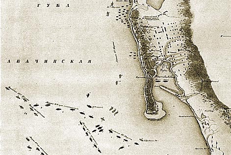 Карта сражений в Петропавловском порту с 18 по 25 августа 1854 года.