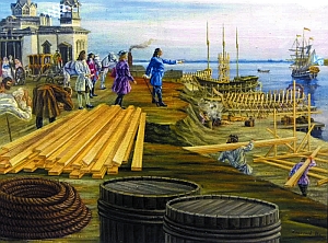 Строительство Соломбальской верфи в Архангельске