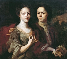 Автопортрет с женой, картина А. Матвеева (1701 – 1739)