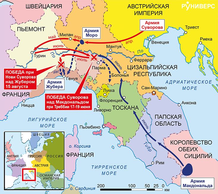 Действия в Италии, апрель–сентябрь 1799 г.