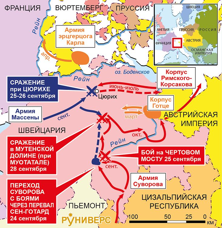 Действия в Швейцарии, март–сентябрь 1799 г.
