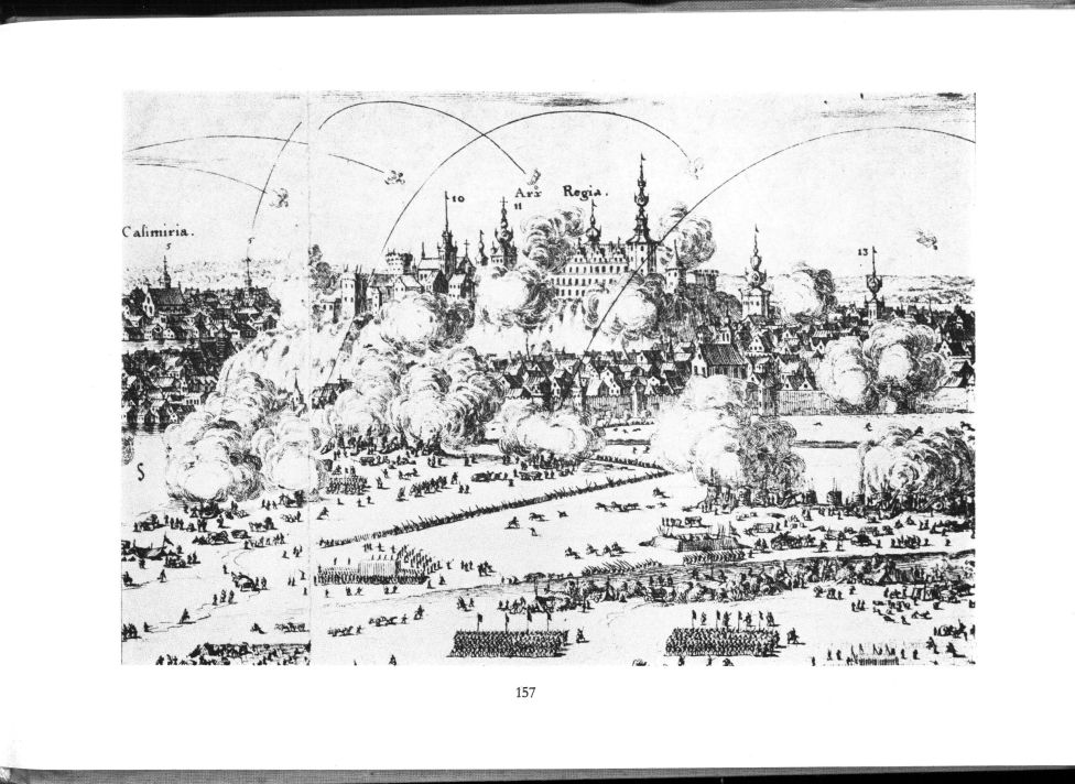 Обстрел крепости осадной артиллерией (осада Кракова шведами, 1655 г.). Фрагмент гравюры Э. Дальберга