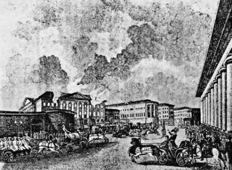 Московская пожарная команда в начале XIX в. Литография XIX века