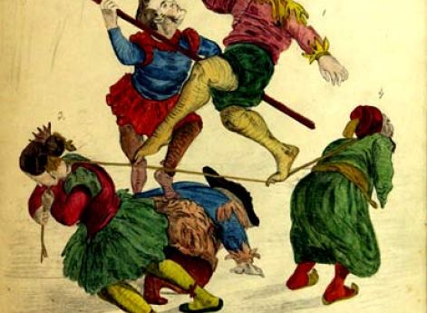 Бенефис первого клоуна. Карикатура неизвестного автора на глав союзных государств. Не ранее 14 января 1855 года. Российский государственный военно-исторический архив