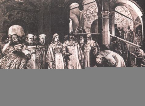 Василий III вводит во дворец свою невесту Елену Глинскую. К. Лебедев . XIX век
