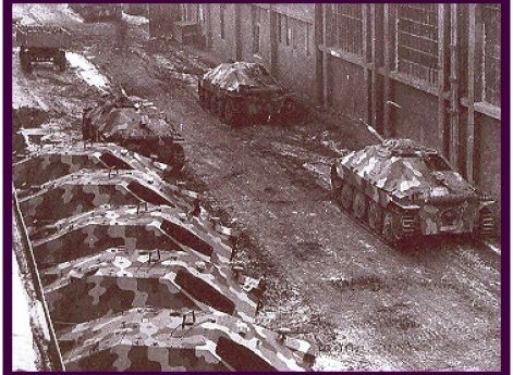 Самоходки Hetzer во дворе завода Škoda. 1944 г.