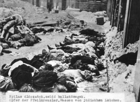 Евреи, убитые на улицах Будапешта во время террора «Скрещенных стрел». Осень 1944 г.