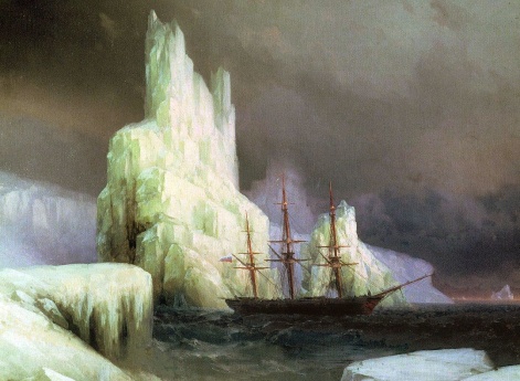 Ледяные горы в Антарктиде.