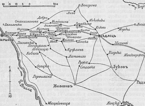 Район боя 5 февраля 1831 года у Калушина