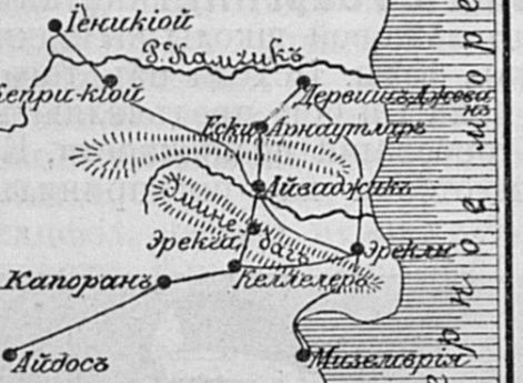 Район сражения 10 июля 1829 года у селения Капоран (Купоран)