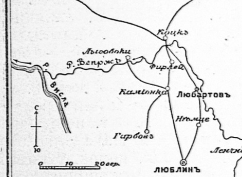 Район боя 28 апреля 1831 года у города Любартов в ходе русско-польской войны