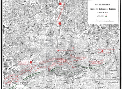 Расположение частей III Сибирского корпуса 16 февраля 1905 года