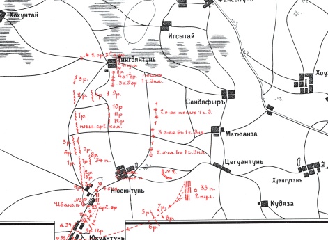 Расположение и действия частей отряда генерал-лейтенанта Гернгросса 22 февраля 1905 года