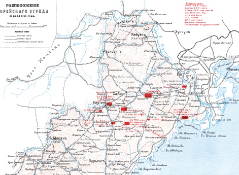 Расположение Корейского отряда 28 июля 1905 года