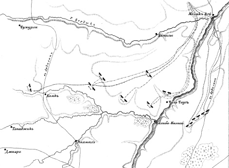Кроки движений и действий Тверского драгунского полка под Карсом в 1855 году (с современного кроки)