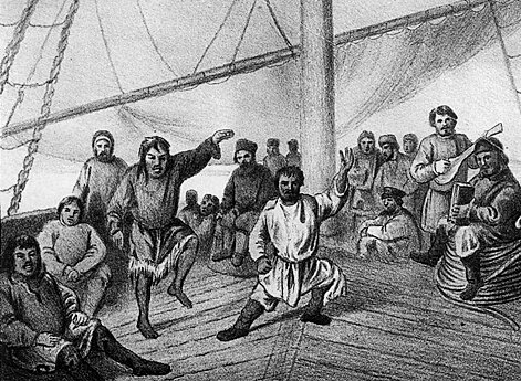 Пир на шхуне «Таз» близ мыса Кочующий в Тазовской губе