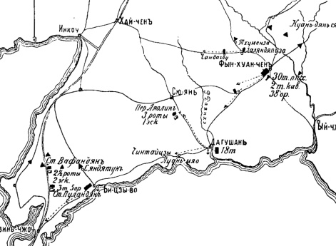 Расположение японских войск вскоре после высадки 2-й и 4-й японских армий