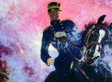 Бельгийский король Альберт в момент взрыва плотины в 1914 году