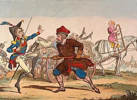 Русский крестьянин грузит воз (Авторская копия с анонимного русского лубка)