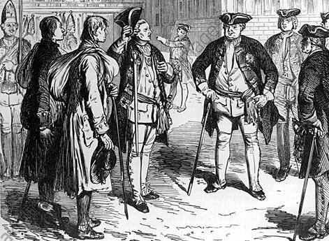 Фридрих Вильгельм I осматривает рекрутов, поступающих в полк «Потсдамских гигантов»