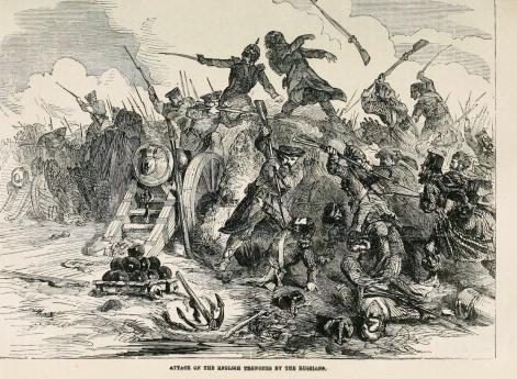 Атака русских на  английские позиции во время Крымской войны 1853 — 1856 гг.