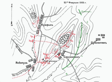Кроки боя 1-го и 2-го батальонов 145 полка 25 февраля 1905 г.